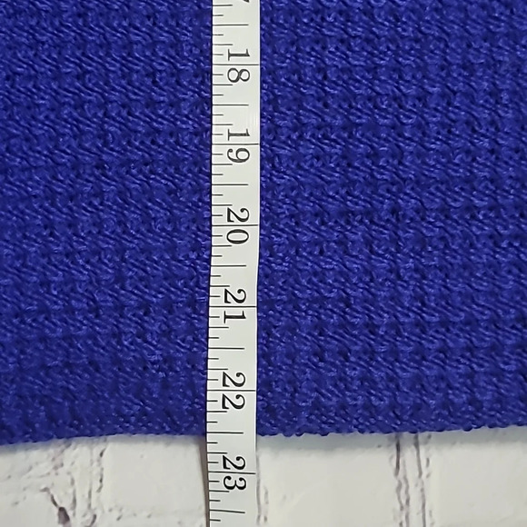 Chico's Woolen 3/4 Sleeve Royal Blue Wool Blend Granny Cardigan Sweater - Picture 10 of 13